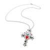 The Vampire Diaries Red Crystal Sacred Heart Cross Pendant Necklace Vintage Gothic Jewelry For Women Girls Gifts