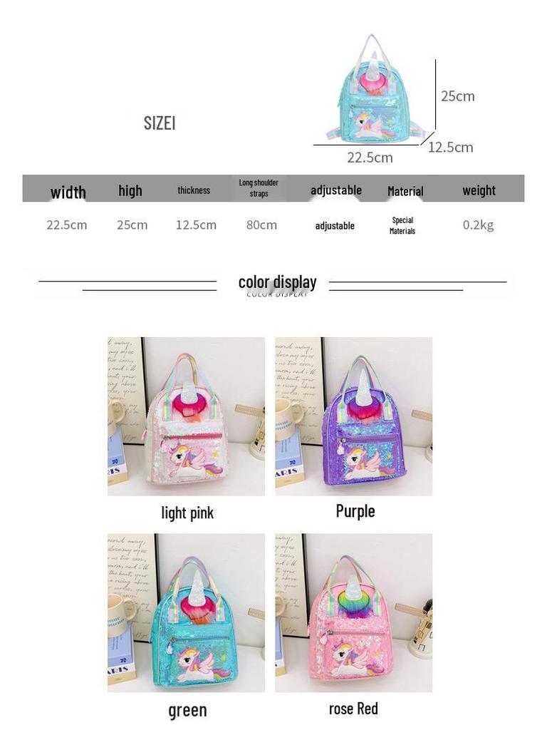 Unicorn Sequin Backpack: Large Capacity, Cute Iridescent Schoolbag for Girls
