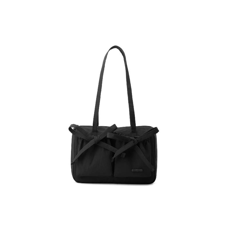 

Sweet Pleated Bow Women Shoulder Bags Commuter High Capacity Ladies Underarm Bag Candy Color Waterproof Nyl Female Handbags чёрный