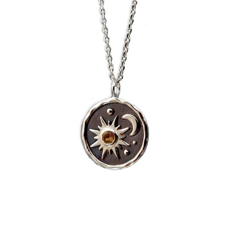 Bohemia Vintage Sun and Moon Pendant Necklace for Women Personality Design Chain of Clavicle Chokers Jewelry Accessories Gift