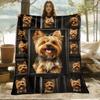 1pc Yorkie Dog Frames Blanket- Lightweight Throw for Sofa, Outdoor, Camping, Livingroom, Office, Chair, and Bed - Digital Printing Soft and