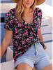 Summer Women's T shirt Tee 3D Print Floral Graphic Tops Daily Rose Pink Short Sleeve Fashion V Neck Casual T-shirts