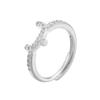 ZHUKOU gold plated zircon 16 Arabic letters silver adjustable ring : VJ632B1