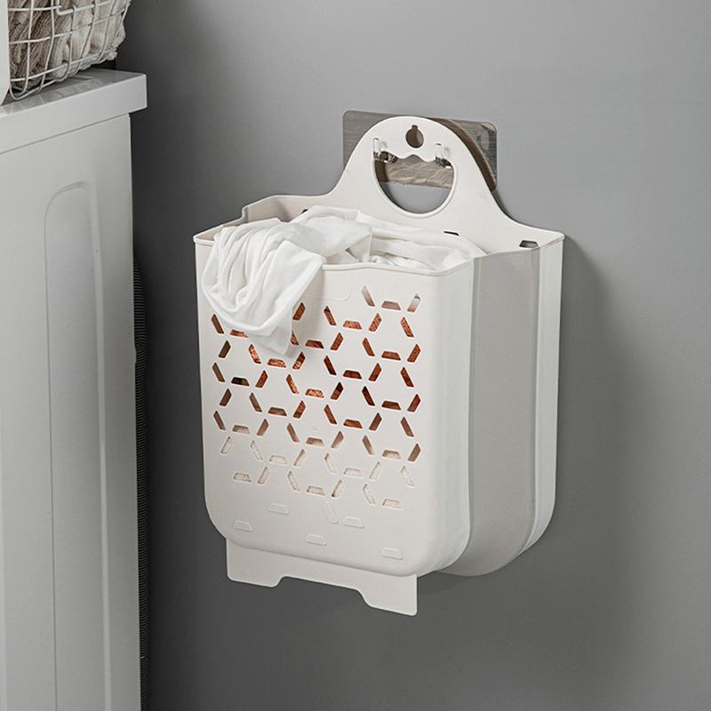 Складная корзина для белья для ванной комнаты настенная корзина для хранения грязной одежды без перфорации хозяйственный мешок для белья органайзер для белья белый 1769₽