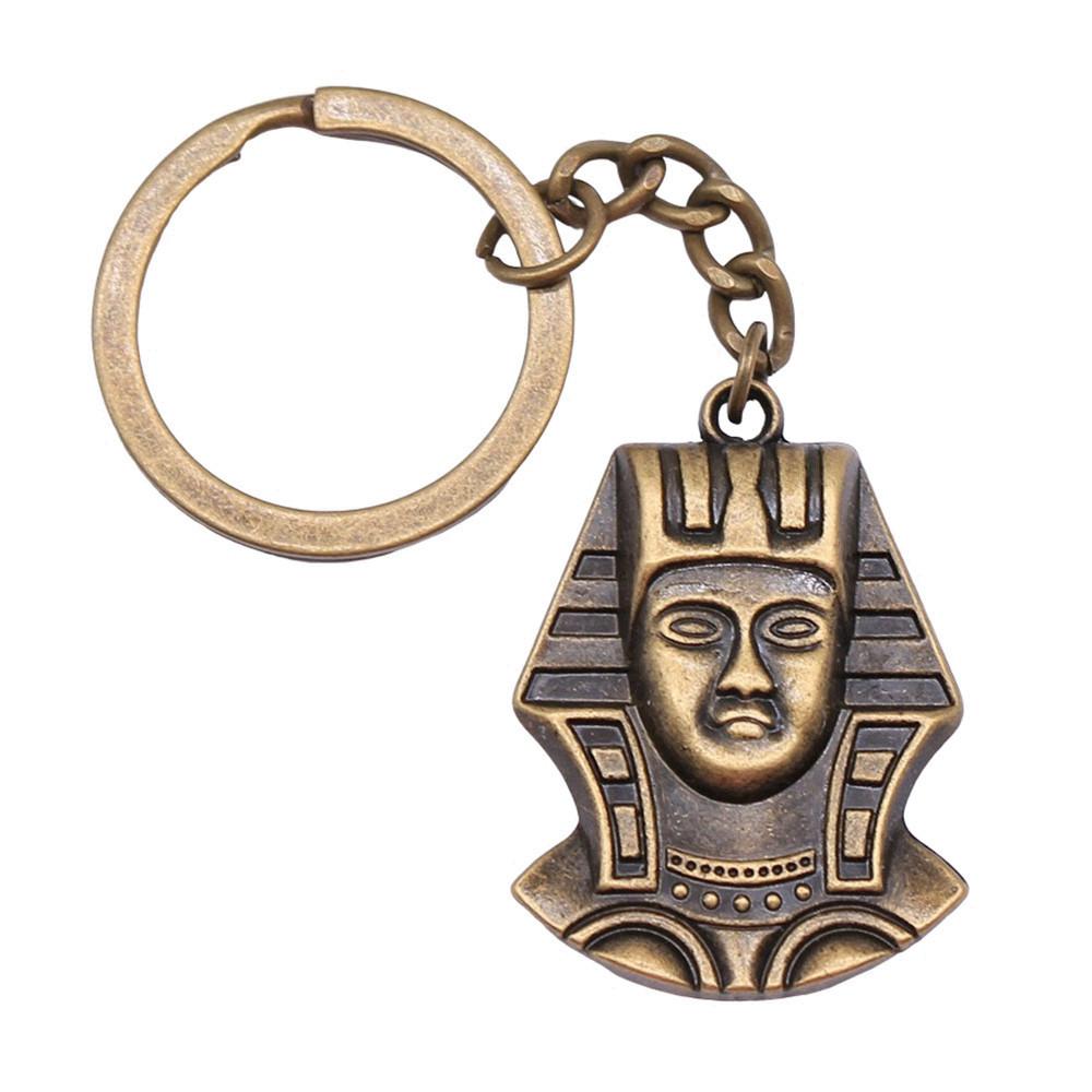 Egyptský faraon Klíčenka s přívěskem Starověký faraon Hlavní amulet Kroužek 28 mm