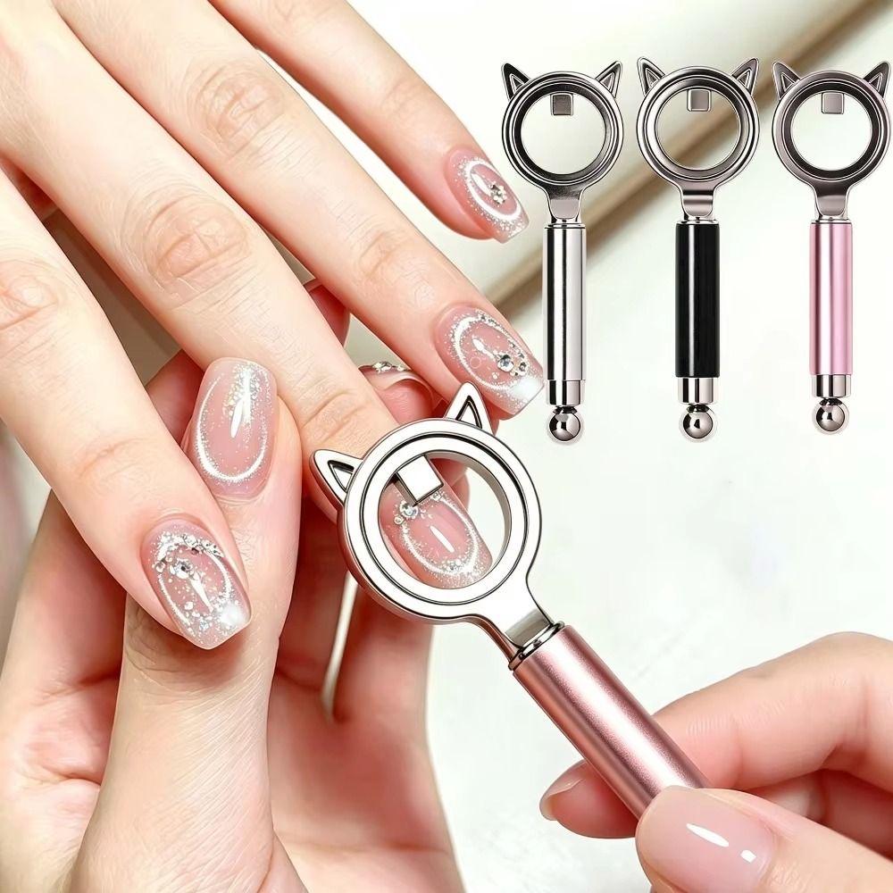 2IN1 Magnetic Nail Art Tool Non-slip Handle Hollow Cat Eye Magnet  Home Use