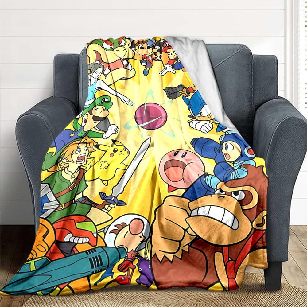1 Stück Pokémon Gaming-Charaktere Weiche hautfreundliche Flanelldecke mit Digitaldruck, Verschiedene Größen erhältlich für Familie, Freunde, Geburtstag