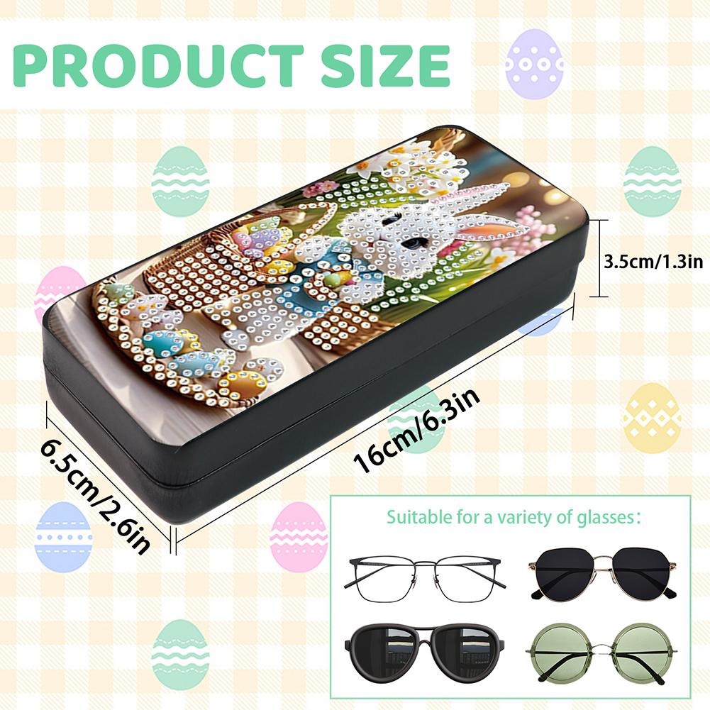 Easter Day Leather Diamond Art Sunglasses Case DIY Diamond Sunglasses Storage Box 5D DIY Handmade Eye Glasses Case for Beginners