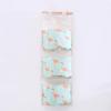 Grid Pattern Cotton Linen Three-Pocket Hanging Storage Bag