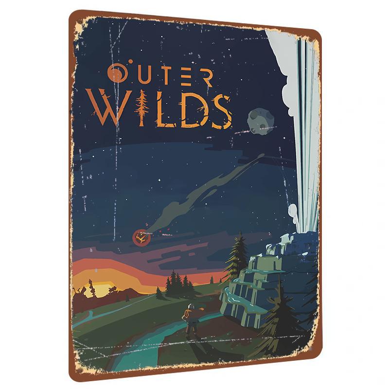 Outer Wilds Game Art Decorazione Murale in Metallo Poster Spaziale Mozzafiato per Sala Giochi Decorazione Casa