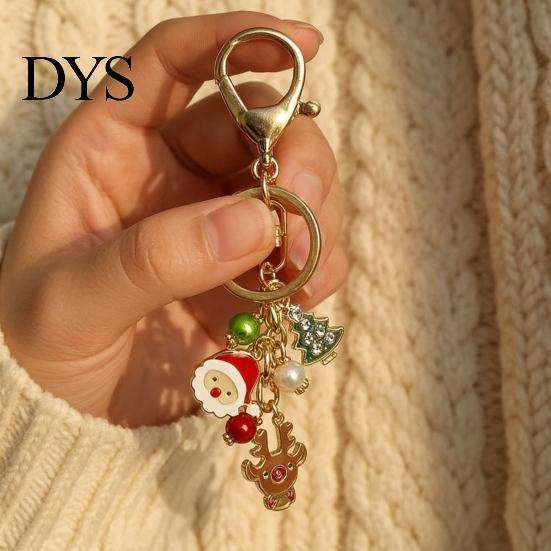 Elk Key Accessory Christmas Santa Oil Dripping Keychain, Enamel Snowman Reindeer Keychain Tree Keyring Pendant, Handbags Backpacks Purse Charm Metal