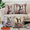 2D Cute Dressed Rabbits Decorative Pillow Covers Pattern Cushion Cover Suitable For Sofa Bedroom Car Pillow Cover