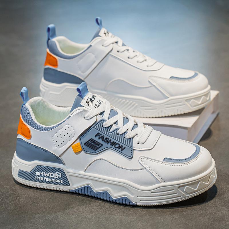 Herrenschuhe für Sommer Neue Atmungsaktive Weiße Schuhe für Herren Trendige Vielseitige Dicksohlige Sneaker Lässige Board-Schuhe Trendschuhe