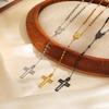 Damen Kreuz Rosenkranz Halskette, Maria mit Kreuz Anhänger, Schwarz Gold Farbe Edelstahl Christus Jesus Gebet Kirche Schmuck