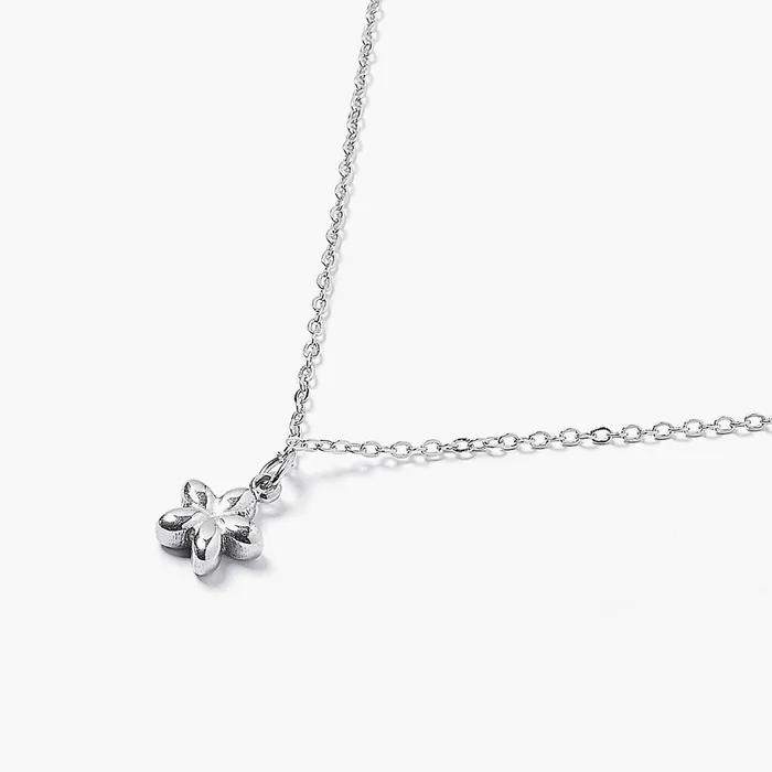 Volume Mini Flower Pendant Slim Chain Necklace (C2503-AN884_SV)