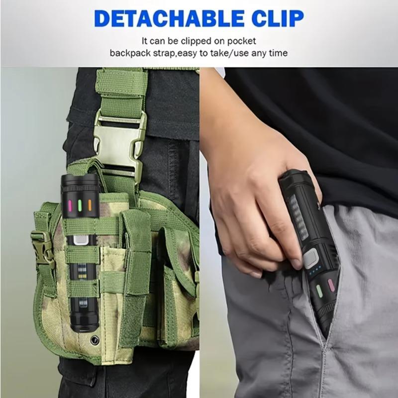 High Power LED Handheld Flashlight with Power Display, Strong Light & Side Light, Bright Torch for Camping, Hiking and Outdoor Emergency Use
