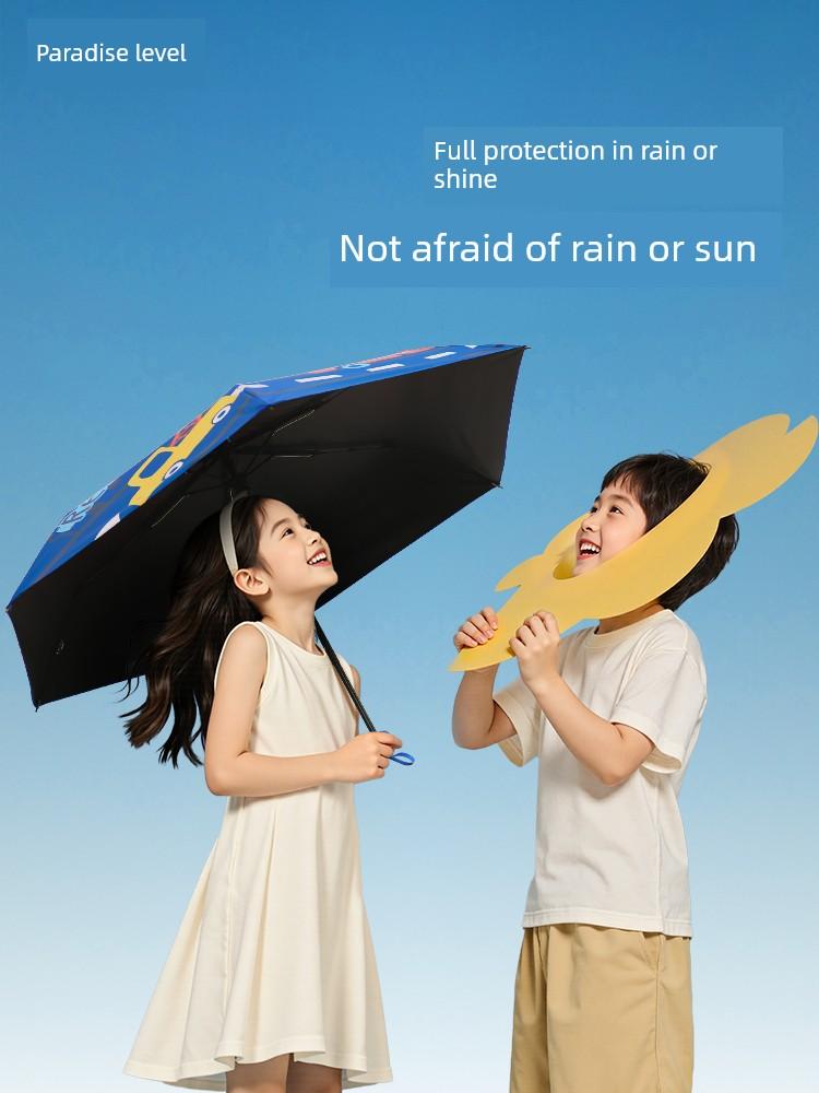 Paradise Umbrella Cartoon Black Vinyl Sunscreen Uv Protection Cute and Fun Parasol Lightweight Portable Dual-Use Umbrella for Students and Girls
