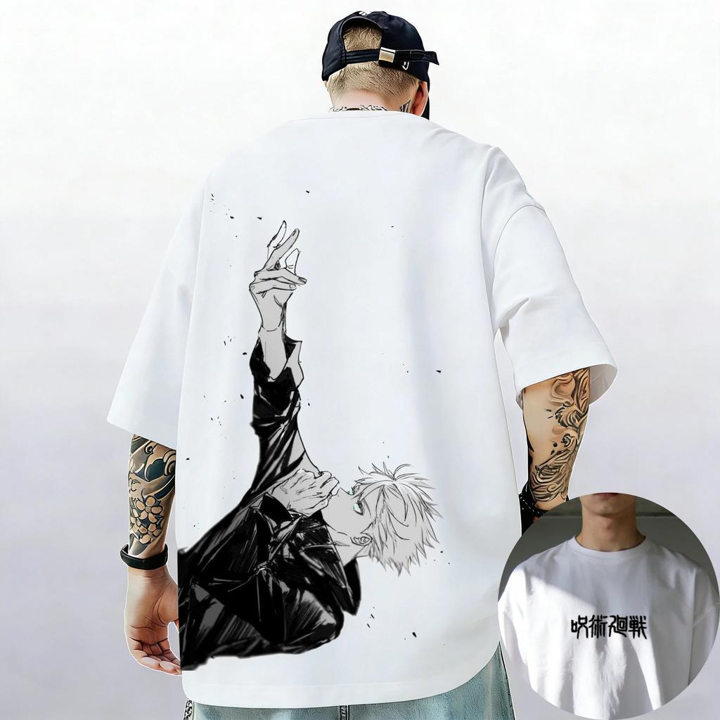 Jujutsu Kaisen Satoru Gojo Oversized Anime Graphic T-Shirt, Double-Sided Streetwear Tee, Unisex Casual Top