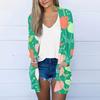 Women's Casual Fashion Floral Print Long Sleeve Mid-Length Cardigan Jacket