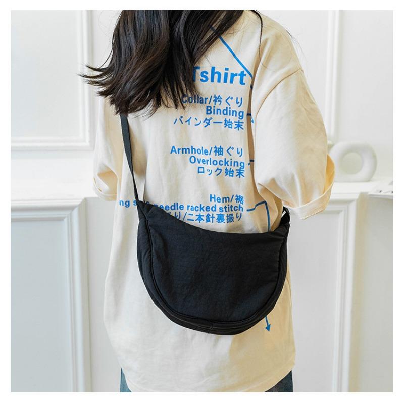 Casual Minimalist Crescent Zipper Shoulder Bag, All-Match Versatile Handbag For Daily Use, Sports Bag