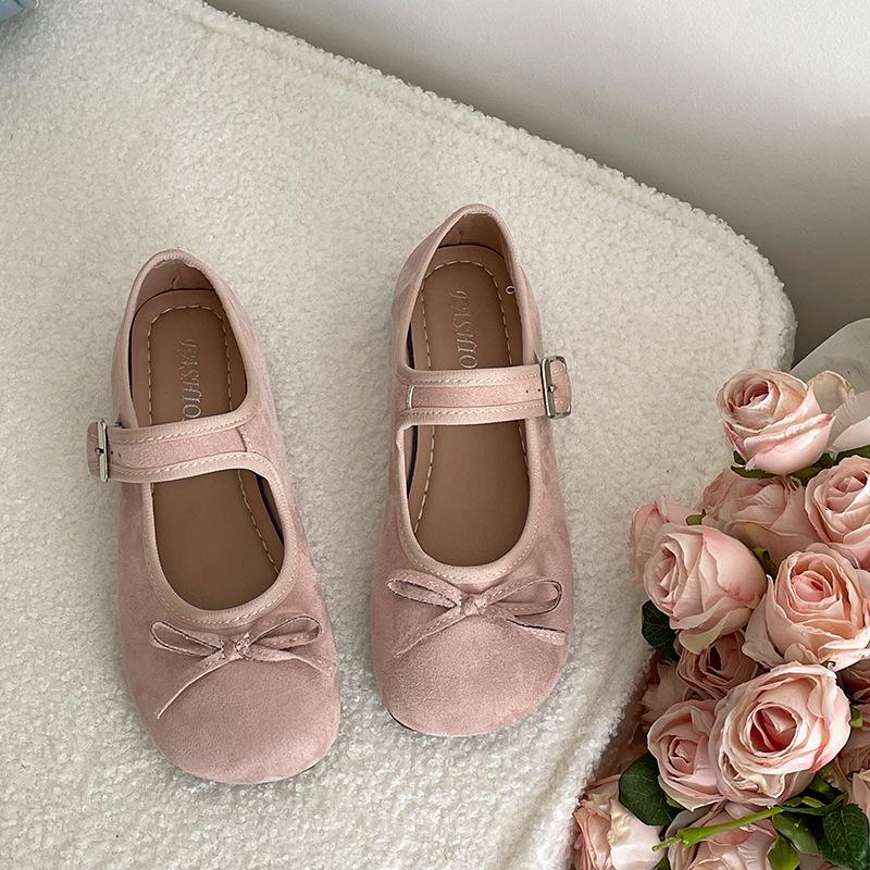 Silver French ballet style light mouth flat-soled single shoes women's 2025 new summer skirt bow Mary Jane shoes