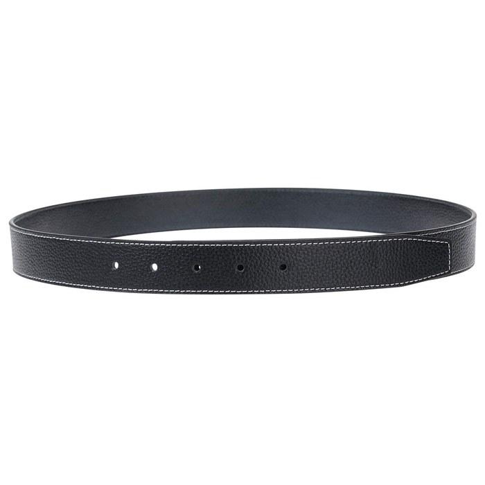 [GangTu] H Full Grain Leather Belt Replacement Strap Buckleless Width 32mm Black Waist: 32 Inch
