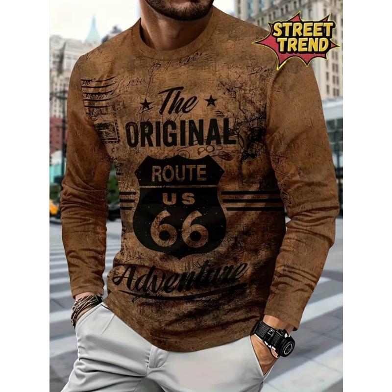 Men's 3D Stripe Printed Long-sleeved T-shirt, Comfortable, Breathable and Versatile Men's Top
