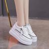 Fashion NEW Spring Autumn New Slope Heel Thick Sole Heightened Small White Shoes Lace-up Small White Shoes Single Shoe
