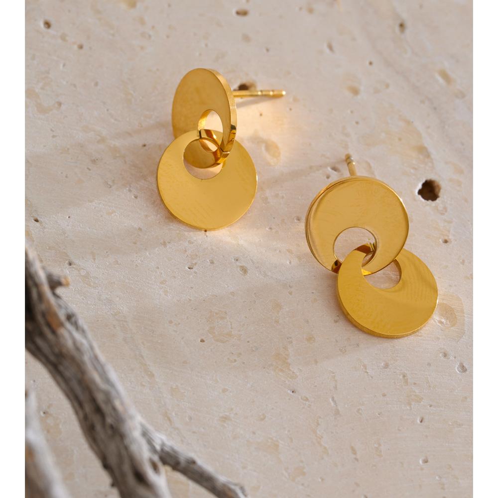Eetit Glossy Stainless Steel Round Drop Dangle Earrings 18K Golden Plated Minimalist Daily  Versatile Jewelry Wholesale