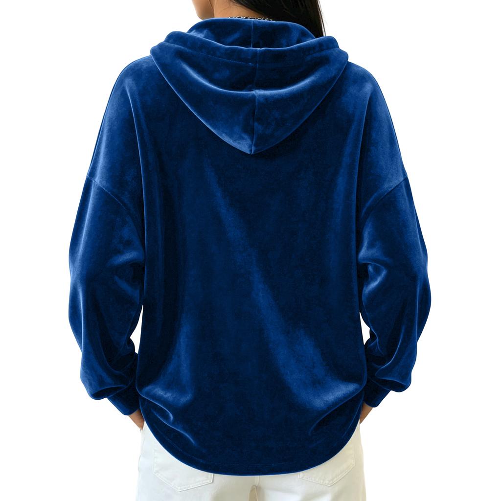 Damen Langarm V-Ausschnitt Kapuzenpullover Lässiger Pullover für Herbst Winter Alltagsmode