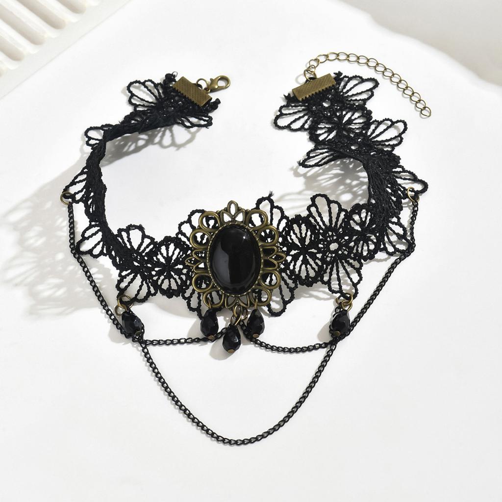European and American Vintage Lolita Lace Tassel Choker Necklace Bohemian Necklace