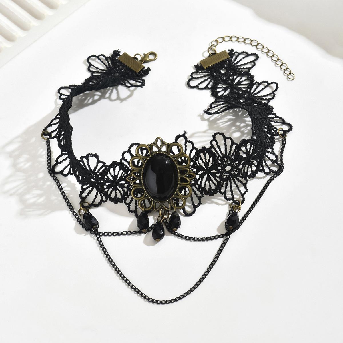 Европейский и Американский Винтажный Лолита Кружевной Чокер с Кисточками Бохо Ожерелье