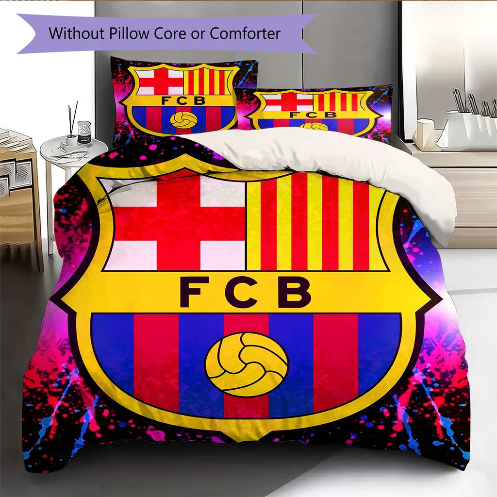 מצעים בעיצוב ברצלונה קישוט לבית מתנת יום הולדת (1 * כיסוי שמיכה + 2 * ציפות, ללא ליבה)