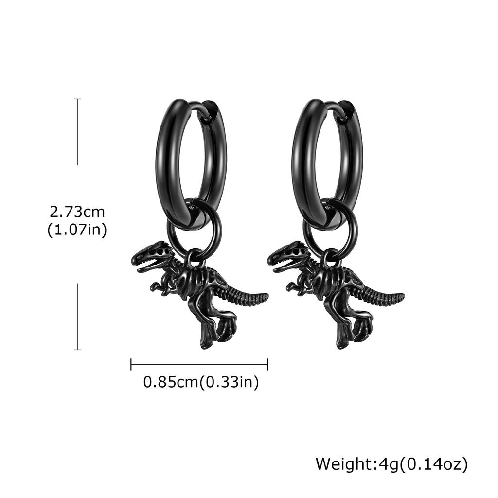 Men's Dinosaur Hoop Earring,Anti Allergy Tyrannosaurus Rex Skeleton Earrings,Jurassic Dinosaur Enthusiast Earring Gift