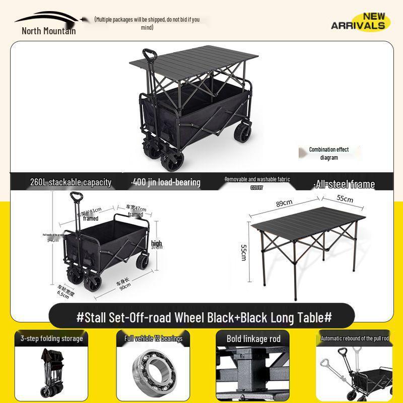 Faltbarer Outdoor-Camping-Handwagen und Picknick-Trolley