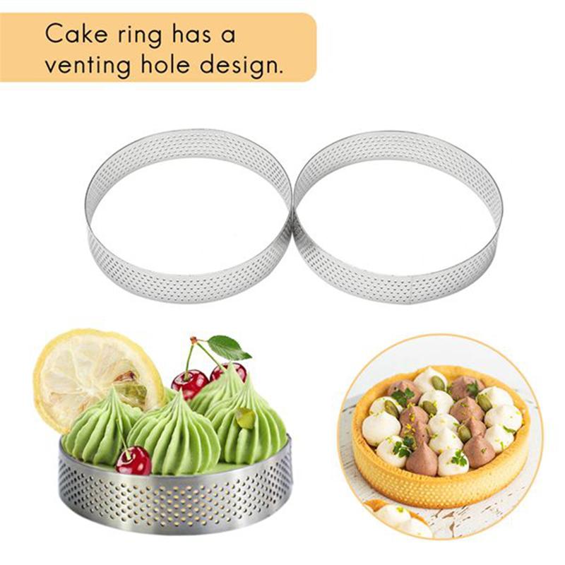 ABBP-Premium 40Pcs 10Cm Stainless Steel Tart Rings With Holes, Ideal For Baking Fruit Pies, Quiches, And Mousse Cakes