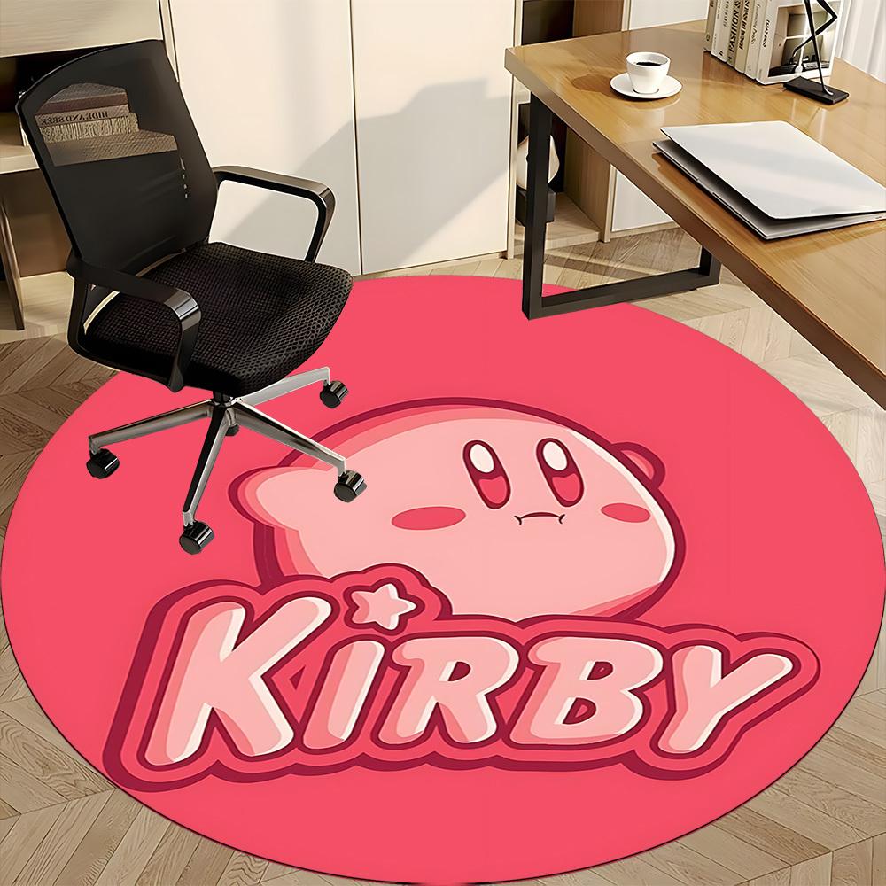 1pc Kirby Character Office Round Area Rug, Indoor Mat Suitable For Office,Bedroom Living Room Home Decor, Room Deco a0926082