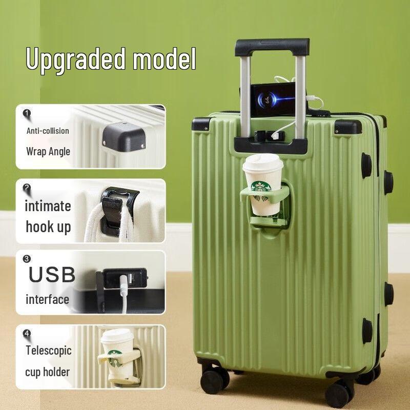 

Multi-functional Travel Suitcase with USB & Cup Holder 24 inch
