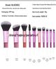 Crystal Handle 10-Piece Mini Makeup Brush Set: Portable Travel Contouring, Eyeshadow & Powder Beauty Tools.