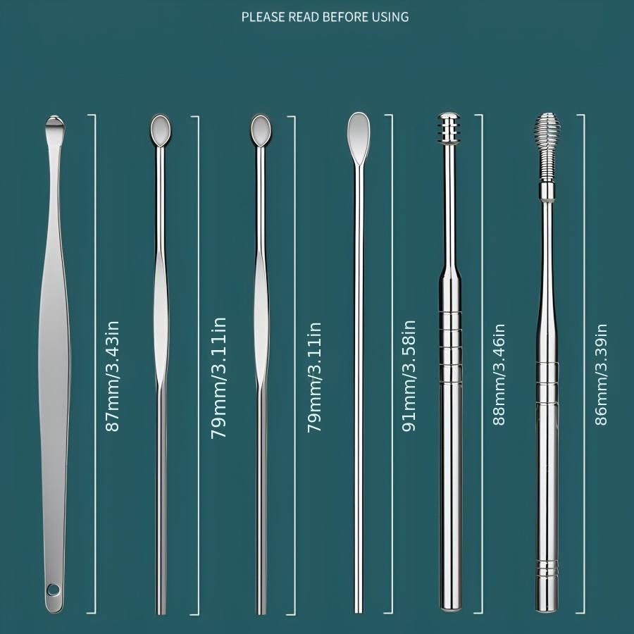 Stainless Steel Ear Cleaning Kit - Portable Spiral Scoop Set with Keychain, Odorless & Battery-Free