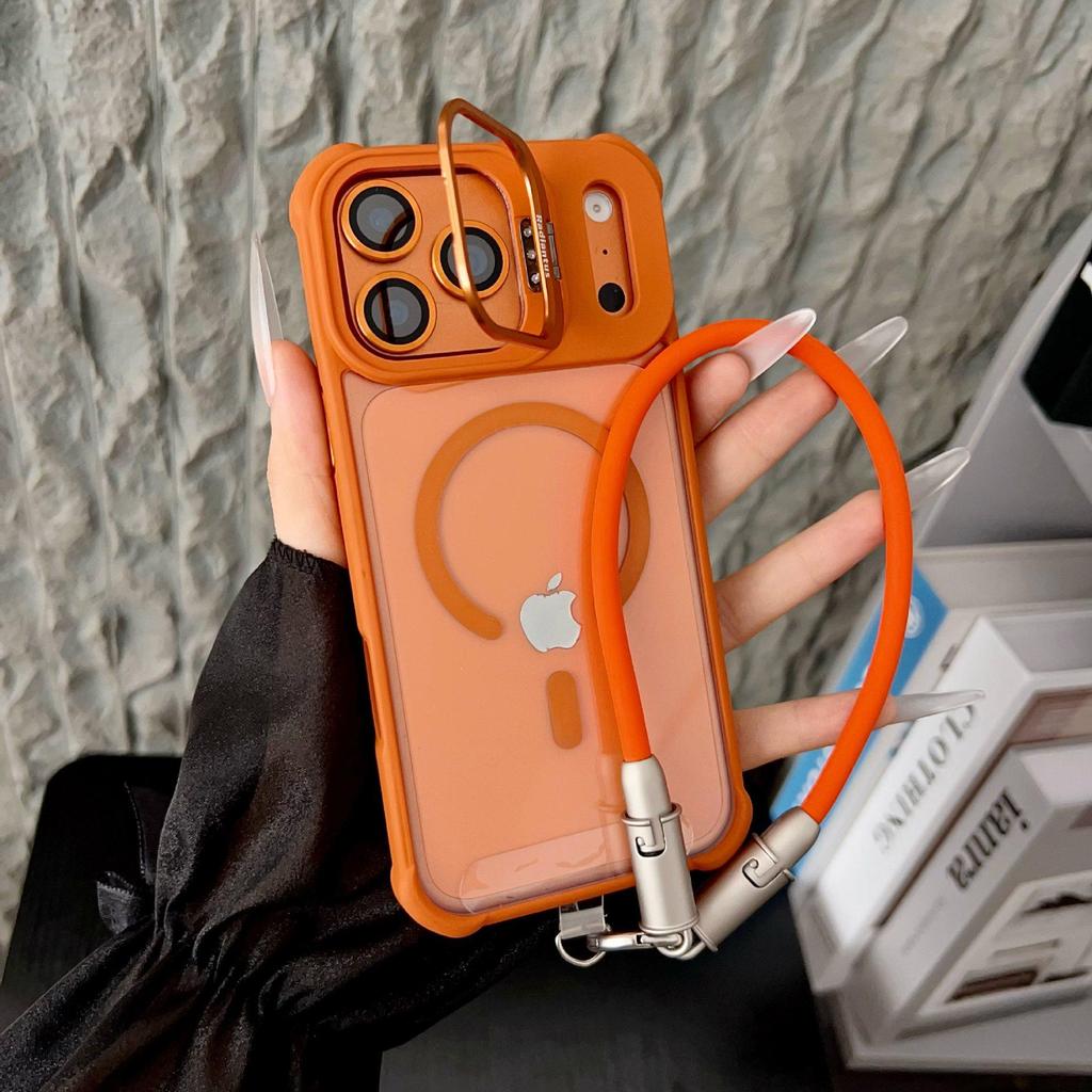 Magnetic iPhone Case for 17 Pro Max with Lens Stand, Lanyard, and Hard Data Cable for iPhone 16.