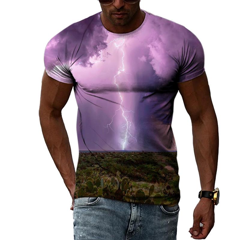 Nowa moda 3D fajna błyskawica męska koszulka letnia dorywczo ciekawy wzór t-shirty z nadrukiem osobowość Trend koszulka Harajuku