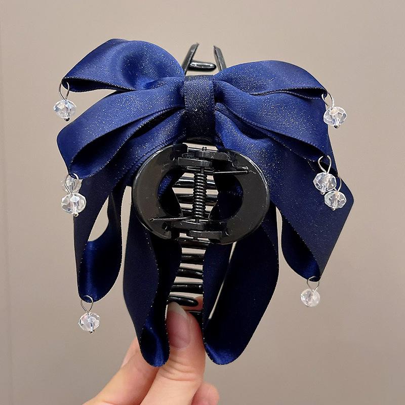 Elegant Retro Satin Bow Hair Clip for Women - Perfect for Low Ponytails and Head Ornaments