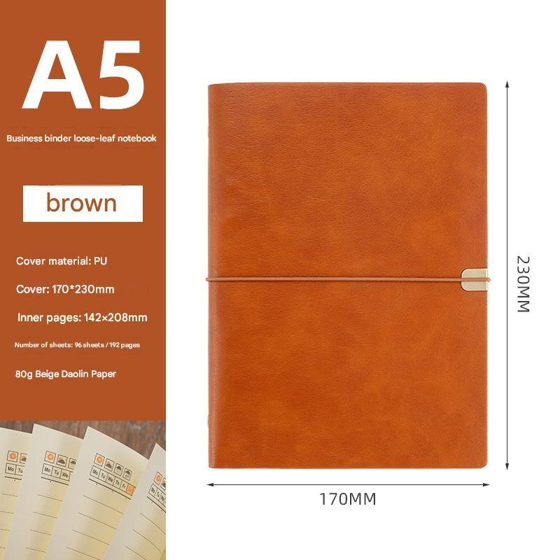 SYC A5 Diario Business Copertina Rigida in Pelle Raccoglitore ad Anelli 6 Anelli Fogli Mobili 100 Fogli Vuoti Rigati Stampato Planner Regalo