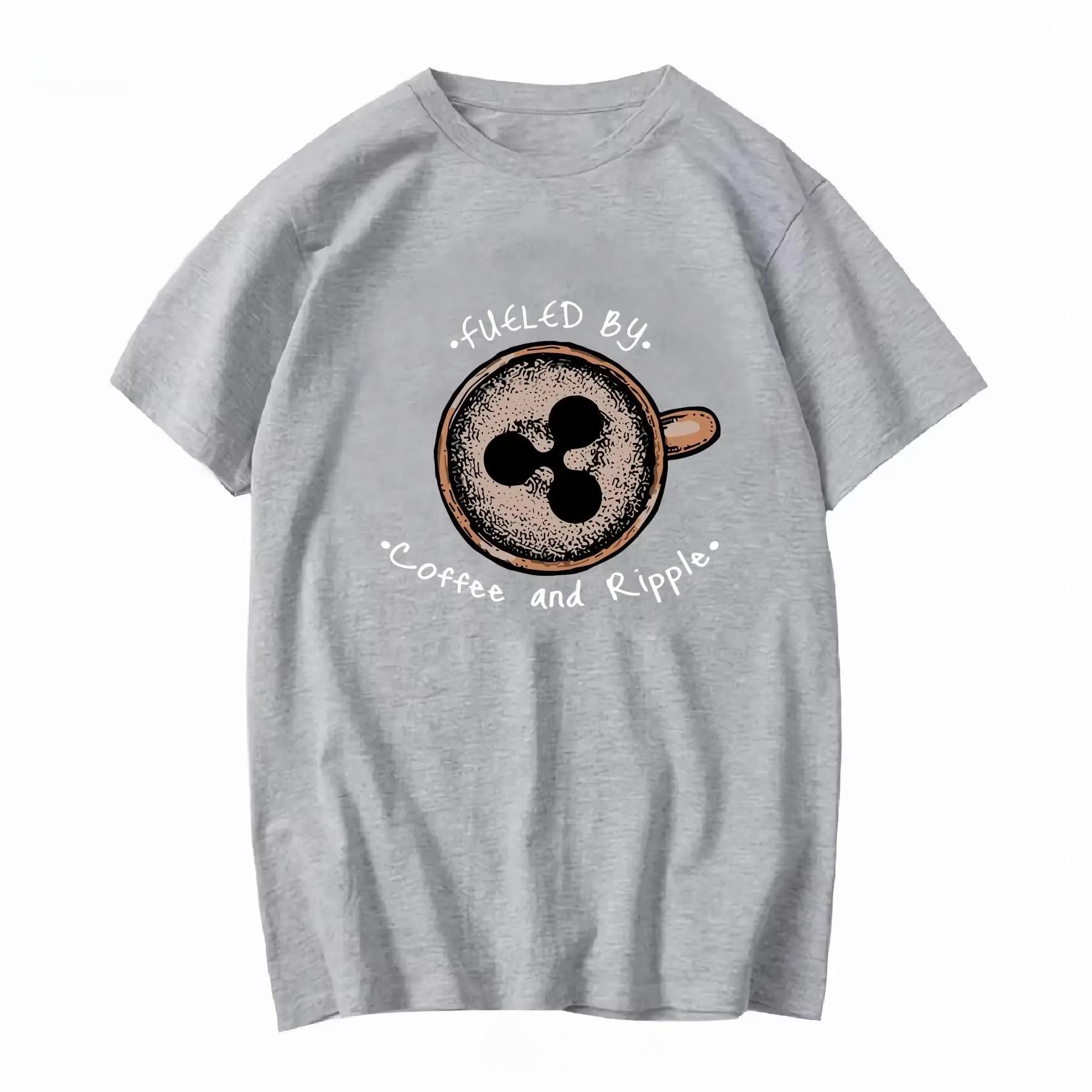 Fueled By Coffee and Ripple XRP T Shirt Bitcoin Crypto Cryptocurrency Technology Short Sleeves Slightly 2XL