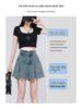 Trendy High-Waisted Pleated Denim Shorts for Women - Casual, Versatile A-Line Jeans for Spring/Summer