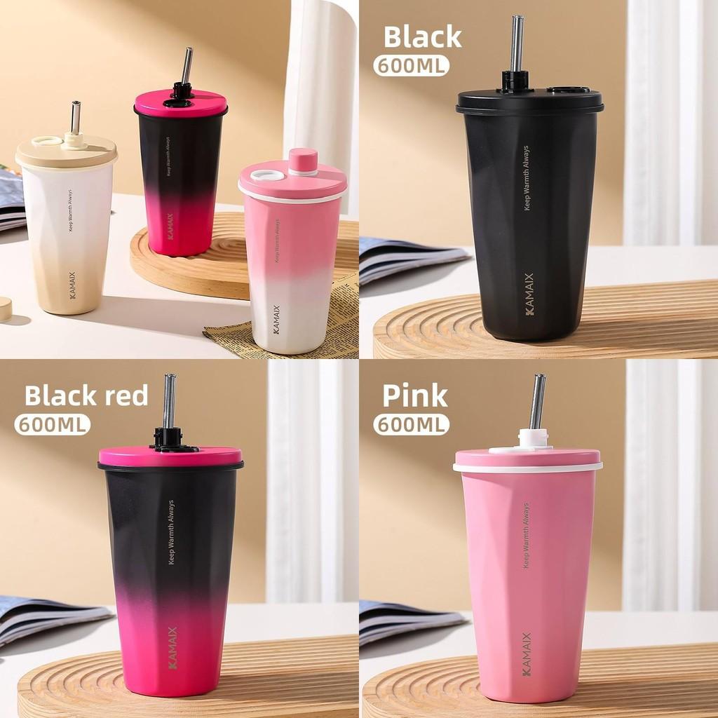 Letter Fashion Printed Stainless Steel Insulated Cup With Straw Office For