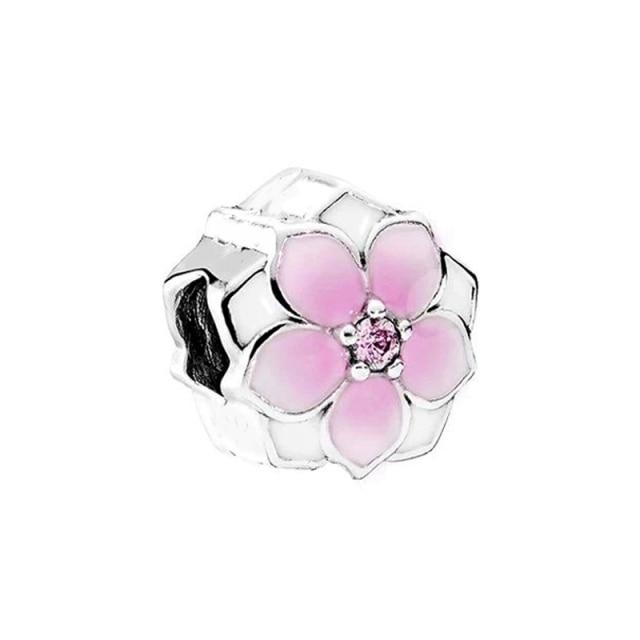 Charm Original Pink Peach Blossom Butterfly Love Series Beads Suitable for Original Ladies Bracelet Jewelry