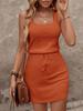 Summer Polyester Sleeveless Aline Dress With Color Block For Casual Wear