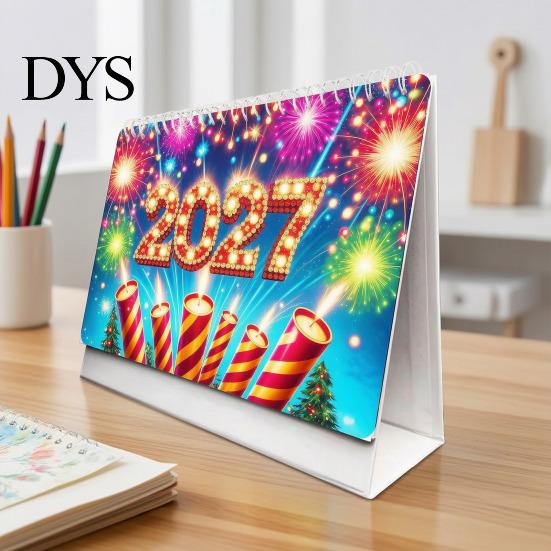Practical Tabletop Planner Diamond Art Desk Calendar Kit, 2027 Craft 12 Monthly Desktop Organizer from Jan To Dec, DIY for Home Office Decor Kit